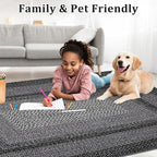 RUGSREAL Entryway Rug 2x3 Small Bedside Throw Mat with Rubber Backing Machine Washable Living Room Rug Non Slip Bathroom Mat Stain Resistant Braided Print Carpet for Dining Room Kitchen Hallway, Black