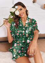 Ekouaer Satin Pajama Set for Women Button Down Silk 2 Piece Pj Sets Ruffle Short Sleeve Sleepwear