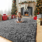 Amdrebio Grey Modern Large Living Room Rugs 6x9, Fluffy Area Rug for Bedroom, Shaggy Indoor Carpet for Kids Room Decor, Fuzzy Big Carpets for Playroom, Plush Thick Farmhouse Rugs, Soft Shag Fur Rug