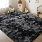 ISEAU Area Rug for Living Room, 5 x 8 Feet Shag Rugs for Bedroom, Modern Indoor Carpet Non-Slip Abstract Aesthetic Fuzzy Rug, Fluffy Rugs for Boys Kids Bedroom Decor, Dark Grey