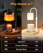 3-in-1 Candle Warmer Lamp with Timer Dimmable, Himalayan Salt Lamp & Passive Diffuser, Gifts for Women, House Warming Gifts, Wax Melt Warmer for Jar Candles (2 Bulbs)