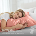 Pure Bedding Satin Pillowcase 2 Pack - King Size (20"x40", Blush Pink) - Silky Pillow Cases for Hair and Skin - Satin Pillow Covers with Envelope Closure - Extra Soft Premium Microfiber