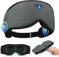 3D Contoured Sleep Mask with Bluetooth Headphones, Adjustable Blackout Sleeping Mask, Easy Installation Sleeping Headphones with Ultra-Thin Stereo Speakers for Men, Women - Gray