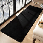 Przemy Washable Black Rugs for Bedroom Living Room, 2x6 Feet Runner Rug Soft Memory Foam Indoor Carpet for Hallway Kids Boys Girls Room Dorm Bedside Nursery Decor Mat