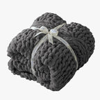 Chunky Knit Blanket Throw - 100% Hand Knitted Chunky Soft Throw Blanket for Couch, Thick and Warm for Winter, Dark Grey, 40x50 Inches