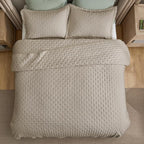 Bedsure Quilts Queen Size - Linen Bedspread Queen Size & Lightweight Comforter, Modern Farmhouse Coverlet with Clover Pattern, Ultra Soft All-Season Bedding, 90 x 96 Inches | Stitch-Free Quilting, Ultra Soft, Lightweight, Machine Washable, Pet-Friendly