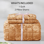 BEDELITE Velvet Quilt Set Queen Size - Luxury Velvet Comforter Bedding Set 3 Pieces, Lightweight Soft Cozy Shiny Rusty Burnt Orange Oversized Bedspread Coverlet for All Seasons with 2 Pillow Shams