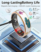 Smart Ring for Women,Fitness Tracker with Heart Rate,Blood Oxygen,Menstrual Cycle,Sleep Monitoring,Step Counting,IP68 Waterproof for iOS and Android,No Subscription Fee (7#)
