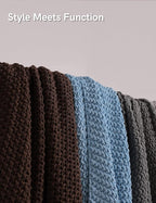 YnM Chunky Cotton Knit Throw Blanket, Cable Knit Throws for Bed Couch Sofa, Comfy & Relaxing, Decorative Piece for Farmhouse Modern Boho Rustic Scandinavian Chic Vibe, Chocolate Brown 80x87 Inches