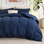 Bedsure Duvet Cover with Fitted Sheet King - Cooling Deep Pocket, Hotel Luxury Soft Double Brushed Bedding Set with Zipper Closure, 1 Duvet Cover, 1 Fitted Sheet, 2 Pillow Shams, NO Comforter, Blue