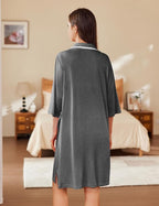 Ekouaer Women Zipper Robe Lightweight House Coat Zipper Front Short Bathrobes Soft Nightgown with Pockets S-3XL