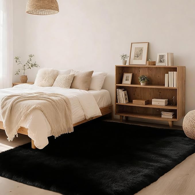 9x12 Area Rug Fluffy Shaggy Ultra Soft Faux Fur Non-Slip Machine Washable Carpet for Bedroom, Living Room, Nursery & Dorm Cozy Home Decor