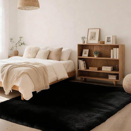 9x12 Area Rug Fluffy Shaggy Ultra Soft Faux Fur Non-Slip Machine Washable Carpet for Bedroom, Living Room, Nursery & Dorm Cozy Home Decor