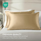 Satin Pillowcase 2 Pack - King Size (20"x40", Ivory) - Silky Pillow Cases for Hair and Skin - Satin Pillow Covers with Envelope Closure - Extra Soft Premium Microfiber