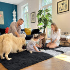 OLANLY 6x11 Machine Washable Large Area Rugs for Living Room, Bedroom, Soft Fluffy Shaggy Bedside Rug, Indoor Floor Carpet for Kids Girls and Boys, Dorms, Nursery, Home Decor Aesthetic, Black