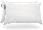 Cosy House Collection 2-Pack Luxury Rayon Derived From Bamboo Shredded Memory Foam Pillow - Adjustable & Removable Fill - Cool & Breathable Cover with Zipper for Side, Back, & Stomach Sleepers (Queen)