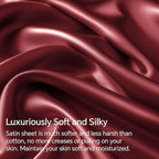BEDELITE Satin Sheets Twin XL Size Bed Set, Luxury Soft Burgundy Silky Sheets for Hair and Skin, Similar to Silk Bed Sheets Set 3 Pieces （1 Deep Pocket Fitted Sheet, 1 Flat Sheet, and 1 Pillowcase）