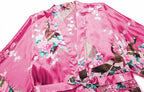 Women's Short Kimono Robes Bride and Bridesmaid Satin Floral Bathrobe Peacock Sleepwear Dressing Gown for Wedding Party