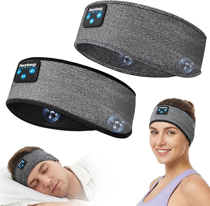 2 Pack Sleep Headphones Bluetooth 5.4 Headband, Sleeping Headband Headphones for Side Sleepers, Sweat Resistant Headband Earphones with Ultra-Thin Stereo Speakers for Sport Travel Yoga Airplane