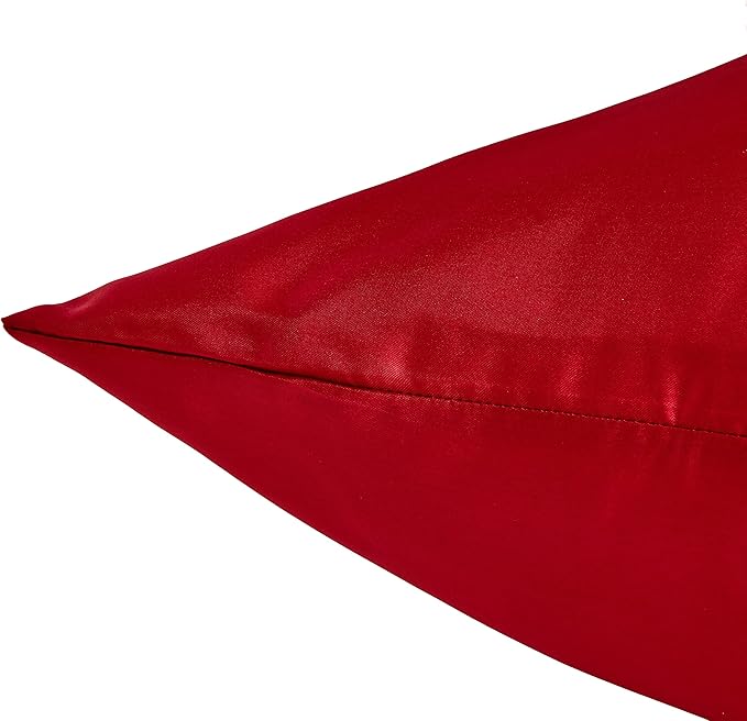Wine Red King Size Satin Pillowcases Set of 2 for Hair and Skin,Wine Red Silk Pillowcase Breathable Pillowcase with Envelope Closure