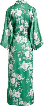 Aensso Long Soft Lightweight Silky Kimonos Robes for Women, Luxury Japanese Floral Womens Kimono Robe