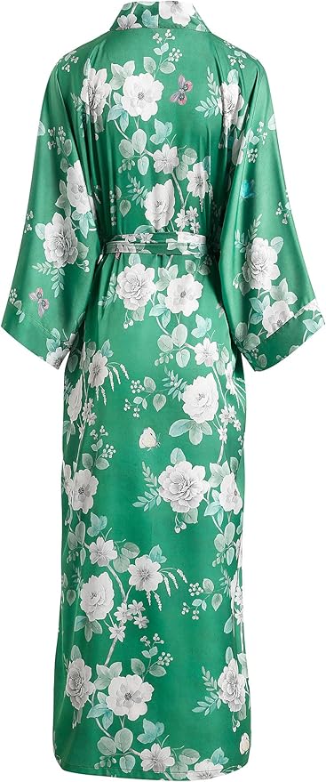 Aensso Long Soft Lightweight Silky Kimonos Robes for Women, Luxury Japanese Floral Womens Kimono Robe