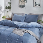 CLOTHKNOW Lake Blue Full Size Comforter Set Velvet Bedding Comforter Sets Soft Blue Comforter with 2 x Pillow Cases