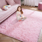 Softlife Ultra Soft Fluffy Area Rugs for Bedroom, Girls and Boys Room Kids Room Nursery Rug, 3 x 5 Feet Shaggy Fur Indoor Plush Modern Floor Carpet for Living Room Christmas Decor, Pink
