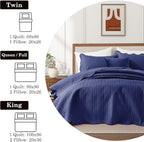 IR Imperial Rooms 8 Pack Quilt King Size Bedding (106" x 96") - Bulk Wholesale for Hotels, Guest Bedroom & Airbnbs - Lightweight Microfiber Reversible Embossed Quilts Bedspread (Navy)
