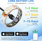 Smart Ring Health Tracking, Sleep Tracking, Heart Rate, Blood Oxygen, Blood Pressure，Fitness Ring, Activity Monitoring, 5 Days Battery, 5ATM Waterproof, No Subscription (Enamel Color, 8#)