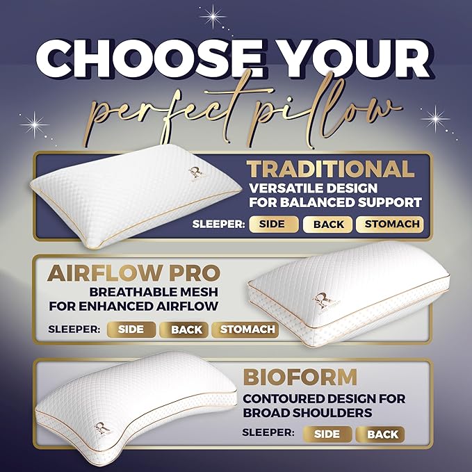 Royal Therapy Queen Size Set of 2-Shredded Memory Foam Pillow–Adjustable Memory Foam Pillow for Sleeping, Firm Pillow for Neck & Shoulder Support, Breathable Bed Pillow for Back Stomach Side Sleepers