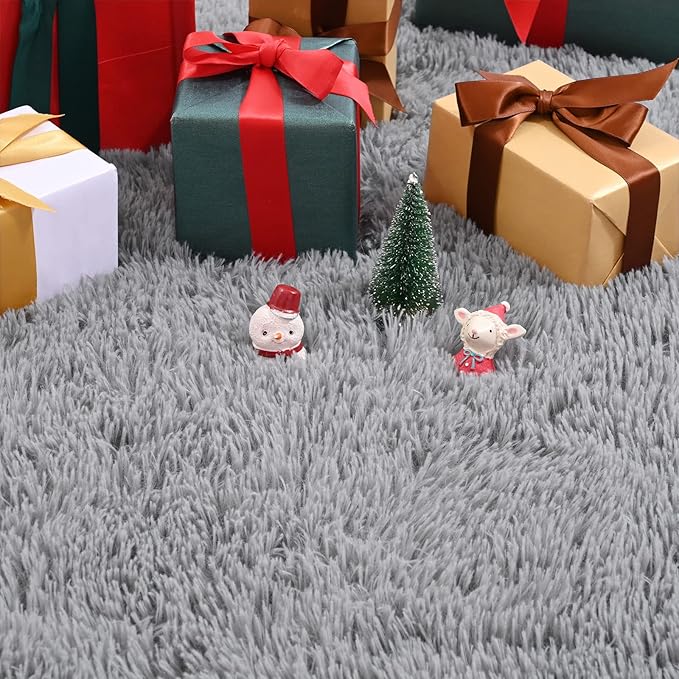 Jelymark Super Soft Shaggy Rug for Bedroom, 4x5.9 Feet Fluffy Carpet for Living Room, Fuzzy Indoor Plush Area Rug for Home Decor, Furry Floor Rugs for Dorm, Kids Nursery Rug for Girls, Grey