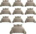 IR Imperial Rooms Twin Quilt Bedding Set (68” x 86”) - Bulk Pack of 10 Wholesale for Hotels, Guest Bedroom & Airbnbs - Lightweight Microfiber Reversible Embossed Quilts Bedspreads (Beige)