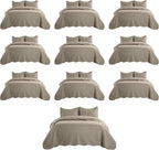 IR Imperial Rooms Queen Quilt Bedding Set (90" x 96") - Bulk Pack of 10 Wholesale for Hotels, Guest Bedroom & Airbnbs - Lightweight Microfiber Reversible Embossed Quilts Bedspreads (Beige)