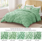BEDELITE Sage Green Twin Comforter Set - 2 Peices Boho Pintuck Bedding Comforter Sets, Lightweight Soft & Warm Twin Bedding Sets with 1 Pillowcase for All Season