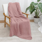 Comfy Cubs Muslin Throw Blanket - 50” x 60” Quilted Design - Lightweight, Breathable 6-Layer Gauze Fabric - Soft Cotton Blanket for Home or Travel - Packaged in Elegant Gift Box - Mauve