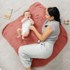 Comfy Cubs Muslin Baby Blanket - Soft, Lightweight, 6-Layer Cotton Swaddle Blankets for Newborns, Infants & Toddlers - 40" x 40" Large, Breathable & Versatile for Sleeping & Tummy Time - Dusty Rose