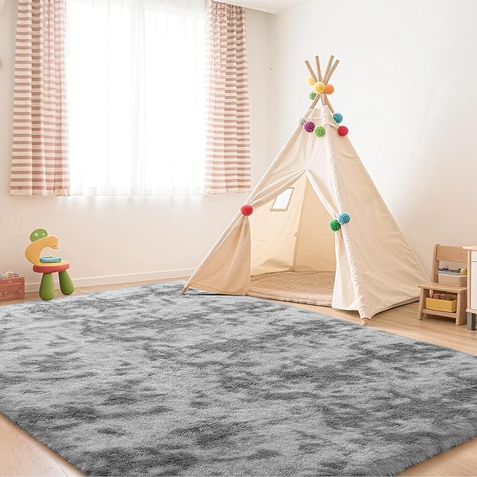 8x10 Area Rug Fluffy Shaggy Ultra Soft Faux Fur Non-Slip Machine Washable Carpet for Bedroom, Living Room, Nursery & Dorm Cozy Home Decor