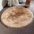 Lifup Soft Round Shaggy Rug, Faux Fur Area Rug, Fluffy Plush Carpets Circle Rugs for Living Room Fuzzy Rugs for Bedroom Under Dining Table Home Office Decor Brown 3x3 Feet