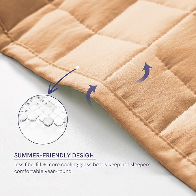 YnM King Size Weighted Blanket for Adults (88x104 Inches, 50 Pounds, Terracotta), Exclusive Smallest Compartments with Glass Beads, Extra Heavy Bed Blanket for Two Persons on Queen or King Bed