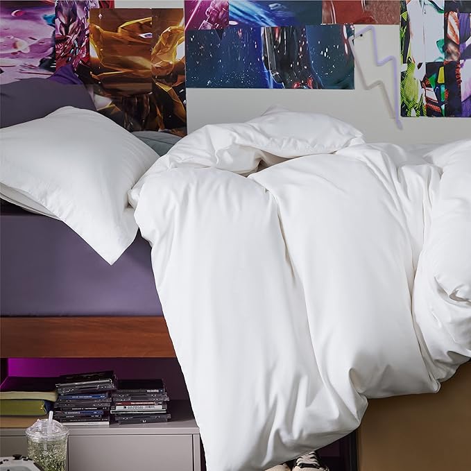 Bedsure Duvet Cover Twin/Twin XL Size - Soft Double Brushed Bedding Set for Kids & Adults, Zipper Closure, 2 Pieces, Includes 1 Duvet Cover (68"x90") & 1 Pillow Sham, NO Comforter, White