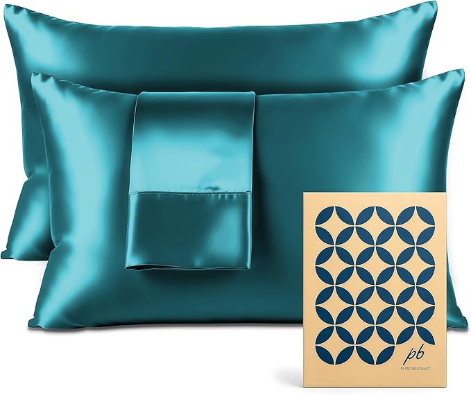 Satin Pillowcase 2 Pack - Queen Size (20"x30", Teal) - Silky Pillow Cases for Hair and Skin - Satin Pillow Covers with Envelope Closure - Extra Soft Premium Microfiber