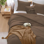 WRENSONGE Queen Comforter Set - 3 Pieces Prewashed Chocolate Brown Comforter Soft Lightweight for All Seasons,Down Alternative Comforters Queen Size with 2 Pillow Shams