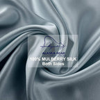 ALASKA BEAR Natural Silk Pillowcase, Hypoallergenic, 19 Momme, 600 Thread Count 100 Percent Mulberry Silk, Queen Size with Hidden Zipper(1, Haze Blue)