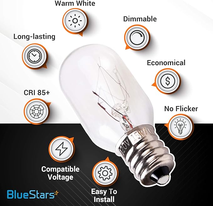 BlueStars 14 Packs E12 T20 15W Salt Rock Lamp Bulb 120V 2700K Warm White Light for Himalayan Salt Lamps & Baskets, Scentsy Plug-in & Wax Warmers, Night Lights