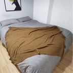 LOMAO Knitted Throw Blanket with Tassels Bubble Textured Lightweight Throws for Couch Cover Home Decor (Khaki, 60x80)