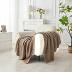 Douceur Light Brown Throw Blanket for Couch, Soft Chunky Cable Knit Throw Blanket, Classic Fisherman's Rib Stitch Pattern Throw for Living Room Gift, 50"X60"