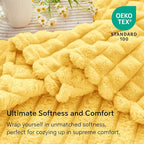 BEDELITE Light Yellow Throw Blanket for Couch and Bed- Super Soft and Warm 3D Checkered Fluffy Fuzzy Fleece Blanket, Luxurious Plush Cozy Blanket for Room Decor Fall and Winter, 50x60 inches