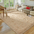 Softlife Beige Area Rug for Bedroom, Fluffy Shag Plush Rugs for Living Room Girls, Shaggy Throw Soft Fuzzy Small Kids Carpet for Dorm Bedside Ultra Cozy Non-Slip Indoor Decor, 4x5.3 Feet