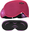 Sleep Mask with Bluetooth Headphones, Removable 3D Contoured Cup, Wireless Eye Mask for Sleep, Sleeping Headphones with Thin Stereo Speakers for Men, Women, Travel, Relaxation - Rose Red